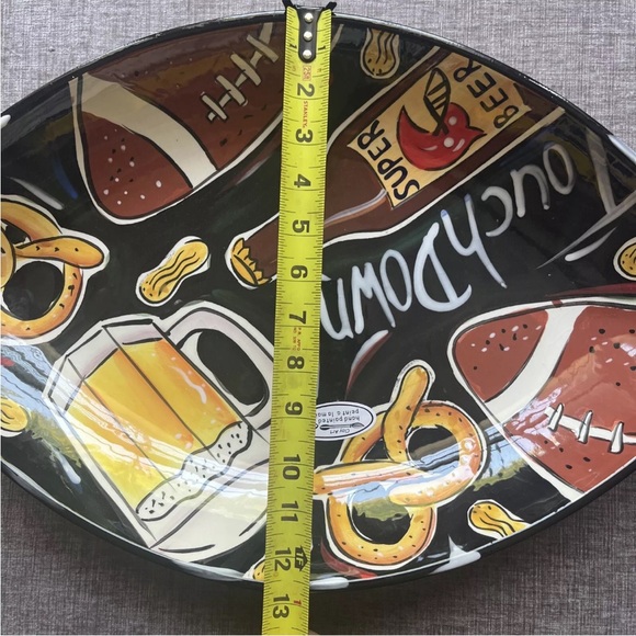 Touchdown Hand Painted Football Chip & Dip Bowls Football Design (Clay Art) - Picture 6 of 9